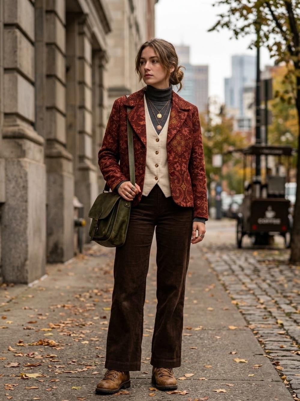 HAGGAR Tapestry Blazer Jacket 14 Floral Burgundy Boho Autumn Layering